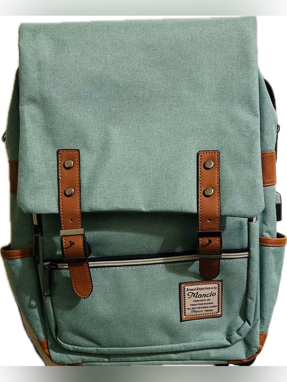 Green canvas Mancio vintage-style laptop backpack